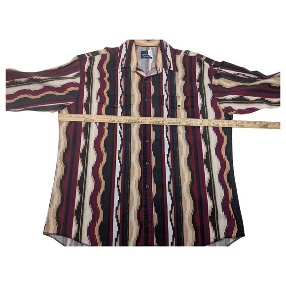 Vtg Wrangler Long Sleeve Shirt Sz‎ XL Snap Aztec Rodeo Cowboy Western Southwest - Picture 9 of 12